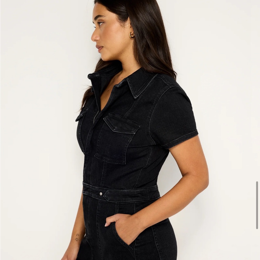 Black Denim Overalls with Sleek Modern Fit